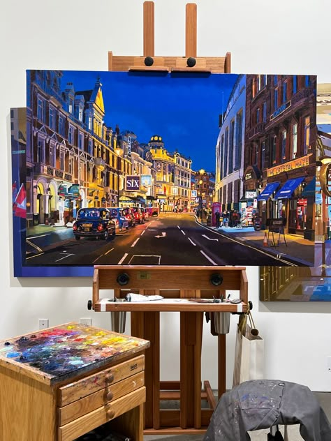 Landscape City Painting, London Oil Painting, London Painting Acrylic, Acrylic City Painting, Landscape Art Painting Acrylic, Acrylic Painting Buildings, City Canvas Painting, City Acrylic Painting, City Art Painting