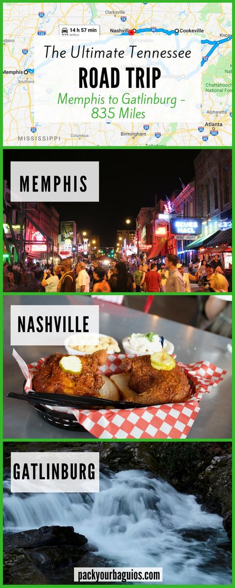 Tennessee Road Trip Map, Memphis Vacation, Jack Daniels Distillery Tour, Tennessee Attractions, Tennessee Waterfalls, Columbia Tennessee, Tennessee Road Trip, Rv Traveling, Usa Road Trip