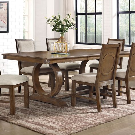 Complete your rustic dining experience with this exquisite five piece dining set. Dining Set Design Wood, 8 Sitter Dining Table, Dining Table Leg Design, Latest Dining Table Design, Dining Table Design Wooden, Big Dining Room Table, Dinning Table Wooden, Farmhouse Dining Room Set, Modern Wood Dining Table