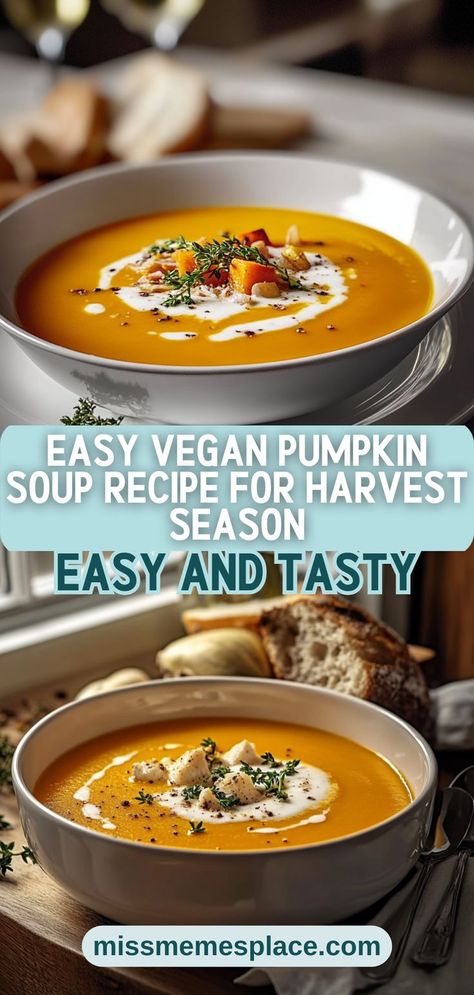 Looking for a comforting vegan recipe this fall? Our Easy Vegan Cozy Harvest Pumpkin Soup is the perfect solution! Packed with nutrients and bursting with flavors, this creamy pumpkin soup features fresh pumpkin, sautéed onions, garlic, and a medley of spices. This recipe is simple to follow and great for meal prepping—make a big batch and freeze it for later! Serve with your favorite toasted bread or a light salad for a delightful autumn meal that everyone will love. Vegan Pumpkin Soup Recipe, Pumpkin Soup Recipe Easy, Vegan Pumpkin Soup, Sautéed Onions, Creamy Pumpkin Soup, Pumpkin Vegetable, Pumpkin Soup Recipe, Fresh Pumpkin, Fall Comfort Food