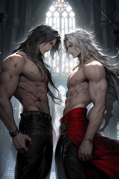 Alva Lorenz Fanart, Hot Anime Guy With Long Hair, Vampire Man Art, Demon Boy Art, Demon Man Art, Cute Male Oc Art, Handsome Anime Men, Hot Werewolf Art, Hot Alien Male Art