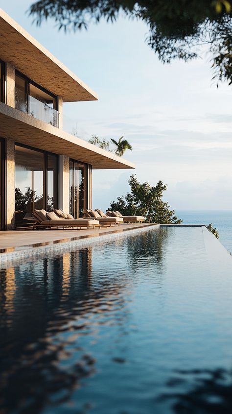 Luxurious ocean-facing beachfront villa with infinity pool Coastal Luxe, Beachfront Villa, Lap Pool, Coastal Home, Home Designs, Infinity Pool, Coastal Homes, Coastal Living, House Interior