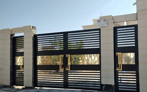 Modern Iron Gate Designs, Modern Front Gate Design, Gate Design Ideas, Modern Main Gate Designs, Home Gate Design, Gate Wall Design, Gate Designs Modern, Fence Gate Design, Grill Gate Design