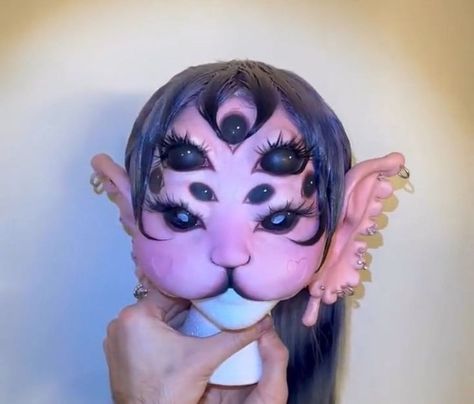 Melanie Martinez Mask Diy, Melanie Martinez Portals Makeup, Melanie Martinez Halloween, Weirdcore Mask, Portals Makeup, Melanie Martinez Portals Mask, Melanie Martenz, Melanie Martinez Portal, Portals Melanie Martinez