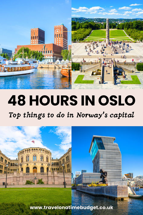 Four images of Oslo - things you can see in 2 days in Oslo Oslo Things To Do, Things To Do In Oslo Norway, Oslo Travel Guide, Oslo Travel, Norway Vacation, Time Budget, Norway Travel Guide, European City Breaks, European City