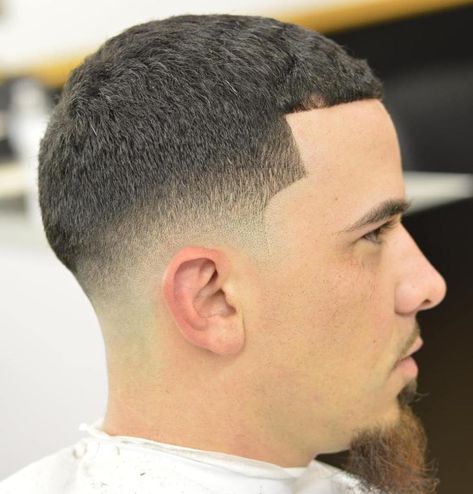 Caesar Cut With Low Fade Low Bald Fade, Types Of Fades, Types Of Fade Haircut, Hair Myth, Low Fade Haircut, Taper Fade Haircut, Low Fade, Mens Fade, Faded Hair