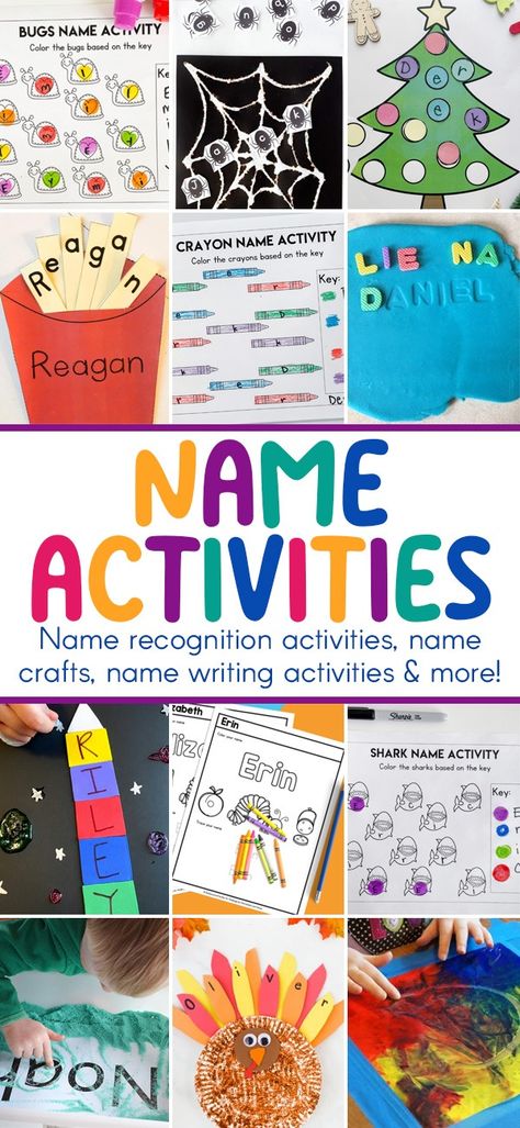 It takes a lot of repetition and practice to help students learn to recognize, write, and spell their name. But learning their name is one of the most important skills you can give toddler, preschool, pre-k, and kindergarten children. The best way to work on name recognition is lots of fun, engaging practice! So we've pulled together these name activities to help kids practice making their name with hands-on name activities for kids. Plus check out the cute name crafts and name recognition activ Learning How To Write Your Name, Preschool Name Practice Activities, Fun Pre K Learning Activities, Pre K Hands On Activities, Name Activities For Prek, Learn My Name Preschool, Name Craft For Preschool, Practicing Names Preschool, Preschool Name Activities Free