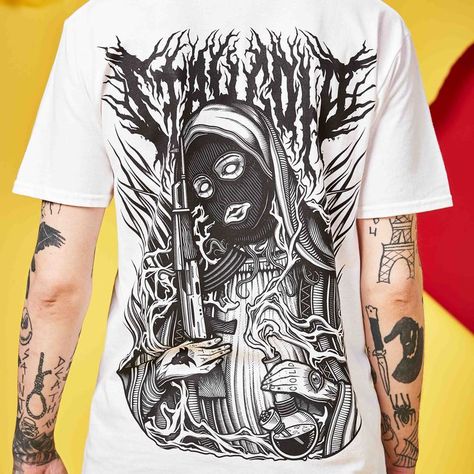 Online Badass Maria Tee Stay Cold Apparel, Occult Clothing, Trippy Artwork, Tattoo Shirts, Tattoo Clothing, Black And White Tees, Tattoo T Shirts, Tees For Men, Stay Cold