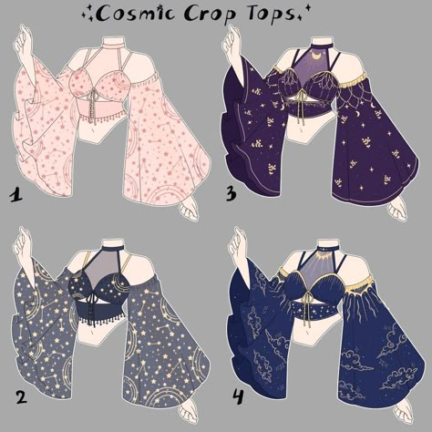 NYAHALLO 🐈‍⬛ on X: "Cosmic crop tops by @blanchiame and I 💫⭐️✨ https://t.co/kTLUy02IAp" / X Fest Outfits, Dress Design Drawing, Clothing Design Sketches, Drawing Anime Clothes, Have Inspiration, Dress Design Sketches, 캐릭터 드로잉, Poses Reference, Whimsical Fashion