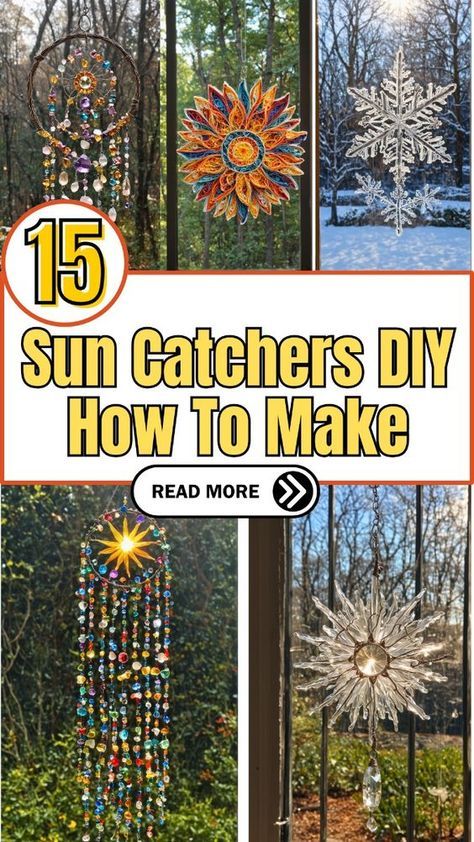 Discover 15 beautiful and easy-to-make DIY sun catchers that will add a splash of color to any room. From beaded designs to nature-inspired creations, find the perfect sun catcher project for your home. Click to get inspired and start crafting today! Sun Catchers Diy How To Make, Diy Sun Catchers, Sun Catchers Diy, Hanging Crystals Diy, Crystal Suncatchers Diy, Wind Chimes Homemade, Suncatcher Diy, Glass Bead Crafts, Diy Suncatchers