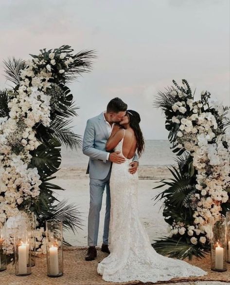 Outdoor Beach Wedding, Beach Wedding Arch, Tropical Wedding Theme, Dream Beach Wedding, Tulum Wedding, Boho Beach Wedding, Cabo Weddings, Beach Wedding Inspiration, Wedding Beach Ceremony