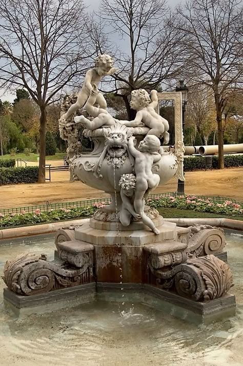 Cherub Fountain, Water Spouts, Sculpture Flower, Luxury Outdoor Living, Water Wall Fountain, Castle House Design, Water Fountain Design, Sculpture Fountain, Statue Fountain