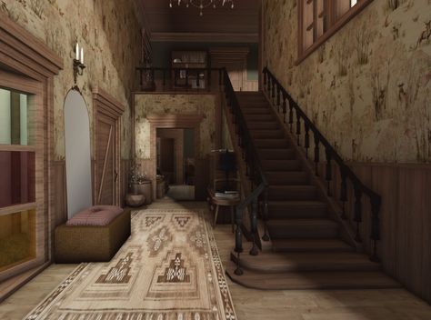 Bloxburg Mansion Interior Layout, Small Victorian Bloxburg House, Victorian Homes Bloxburg Exterior, Bloxburg Victorian Furniture, Bloxburg Antique Shop, Bloxburg Emo House, Creepy Bloxburg Houses, Spooky Bloxburg House, Bloxburg Stairway