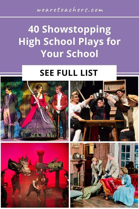 Engage your cast and audiences with these 40 unique and educational high school plays that everyone is sure to love! Middle School Plays, Theater Classroom Ideas High Schools, School Plays Theater, High School Theater, High School Plays, Middle School Drama, Teaching Theatre, Teaching Drama, Teaching Elementary School