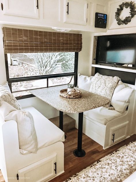 l RV Camper Ideas Rv Living Room, Rv Interior Design, Rv Interior Remodel, Tiny House Camper, Camper Trailer Remodel, Vintage Camper Remodel, Trailer Decor, Diy Camper Remodel, Caravan Interior