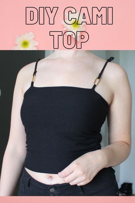 Diy Cami Top, Make A Crop Top, Top With Chain, Cropped Camisole, Cropped Cami, Easy Sewing Projects, Youtube Tutorials, Sewing Project, Tank Top Cami