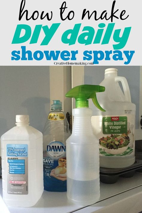 Easy DIY daily shower spray. The best homemade daily shower spray made from natural ingredients. #cleaning #cleaninghacks #cleaninghints #cleaningtips #creativehomemaking Diy Daily Shower Spray, Daily Shower Cleaner, Daily Shower Spray, Shower Cleaning, Deep Cleaning Hacks, Cleaning Painted Walls, Shower Spray, Blemish Remover, Vinegar Cleaning