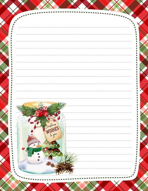 Christmas Stationary Printable, Christmas Writing Paper, Christmas Recipe Cards, Christmas Stationary, Christmas Scrapbook Paper, Stationary Printable, Recipe Book Templates, Lined Writing Paper, Christmas Writing