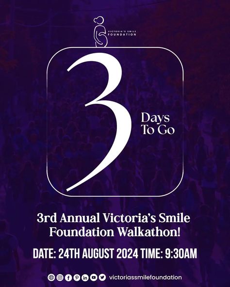 3 days to go! 🏃‍♀️🏃‍♂️ We can't wait to have you! Join us for our annual Walkathon on 24th August 2024 📍Time: 9:30AM 📍Venue: Bond Street Station Let’s walk together and make a difference for pregnant women in rural Nigeria. Save the date! If you can't make it, you can give to the course by using the link in our story. ____ #VSFWalkathon #SupportRuralWomen #VSFSupport #victoriassmilefoundation #JoyfulMoments #happybirthday #vsfbirthday #CharityWork #PregnancySupport #VSFUpdates #OndoState... 24th August, Pregnancy Support, Walk Together, Charity Work, Bond Street, Our Story, Make A Difference, Pregnant Women, Save The Date