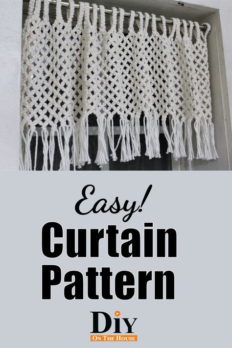 Macrame Curtain Pattern, Valance Patterns Free, Macrame Curtain Diy, Macrame Valance, Cortina Macrame, Macrame Window, Macrame Window Curtain, Diy Valance, Macrame Wedding Decor