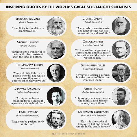 Inspiring Quotes by The World's Great Self-Taught Scientist Scientist Quotes, Leonardo Vinci, Scientist Quote, Random Screenshots, Michael Faraday, Charles Darwin, Random Acts Of Kindness, Inspiring Quotes, Inspirational Quotes