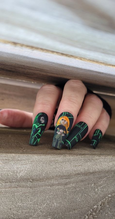 Kim Possible Nail Art, Kim Possible Nails, Back To School Nails, School Nails, Kim Possible, Nails Polish, Cool Nail Designs, Nails Design, Fashion Nails