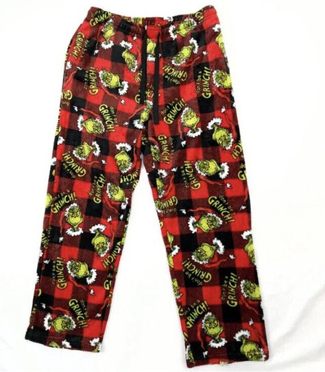 Dr Seuss The Grinch Mens Pajama Pants Sz M NWT Plaid Plush. Fuzzy Pjs, Preppy Christmas Outfit, Cute Fits For School, Grinch Pajamas, Cute Christmas Pajamas, Mens Pajama, Dr Seuss The Grinch, The Grinch Movie, Mens Pajama Pants