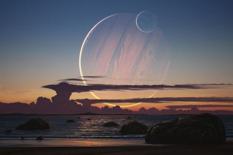 Planets In The Sky, Hawaii Wall Art, Gas Giant, Early Evening, Beyond The Sea, Planets Art, Moon Poster, Alien Planet, Space Pictures