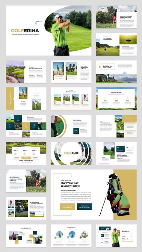 Press Layout Design, Sports Powerpoint Template, Golf Website Design, Golf Presentation, Golf Brochure, Powerpoint Presentation Ideas, Best Presentation Templates, Ppt Template Design, 포트폴리오 레이아웃