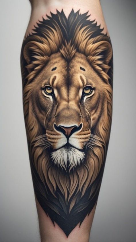 Neo Traditional Lion Tattoo Design, Lion Color Tattoo, Neo Traditional Lion Tattoo, Leones Tattoo, Traditional Lion Tattoo, Leon Tattoo, New Traditional Tattoo, Chicano Tattoos Sleeve, Lion Tattoo Sleeves