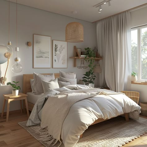 Bedroom Ideas Hygge, Interior Design Bedroom Scandinavian, Neutral Bedroom Interior, Scandinavian Interior Ideas, Modern Scandinavian Interior Bedroom, Bedroom Furniture Ideas Modern, Natural Tone Bedroom, Scandinavian Small Bedroom, Scandinavian Interior Design Bedroom