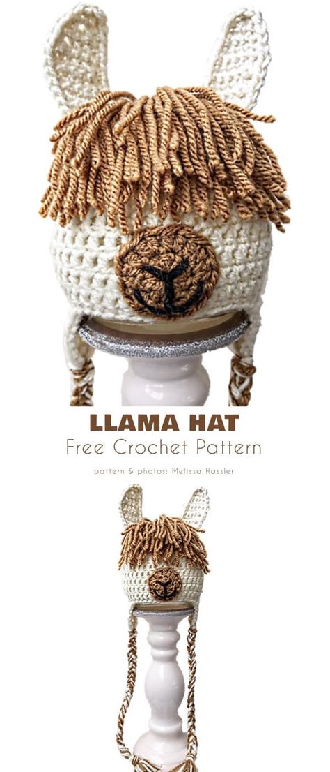 Llama Hat Free Crochet Patterns Llama Hat, Hat Free Crochet Pattern, Llamas With Hats, Crochet Character Hats, Crochet Hat Free, Crochet Kids, Crocheted Hats, Crochet Hats Free Pattern, Hats And Scarves