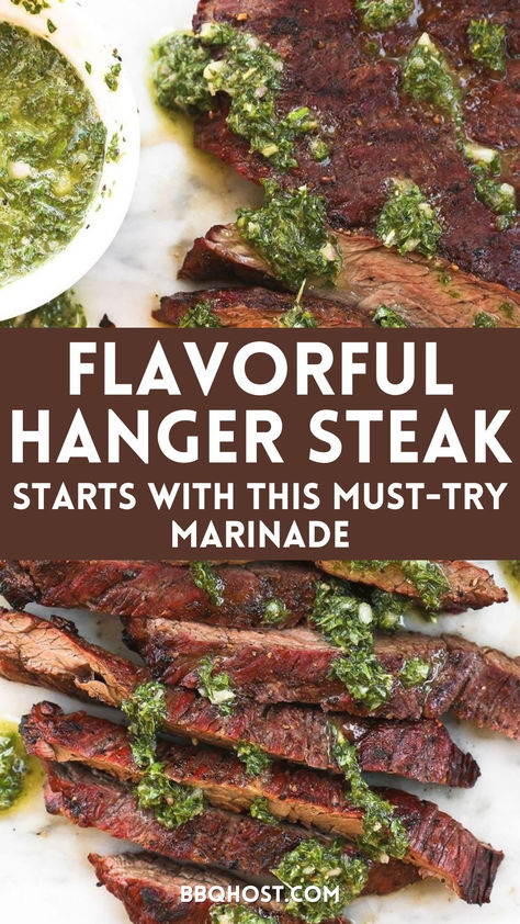 Take your hanger steak to the next level with this hanger steak marinade! This quick steak marinade recipe is bursting with fresh herbs and spices, making it one of the best marinades for grilling steaks. Save for your next BBQ night! Check out the blog post for the full recipe! Steak Marinade Recipes For Grilling, Beef Hanger Steak Recipe, Hanger Steak Recipes, Bbq Steak Marinade, Best Marinades, Ribeye Steak Marinade, Grilling Steak Tips, Quick Steak Marinade, Quick Steak