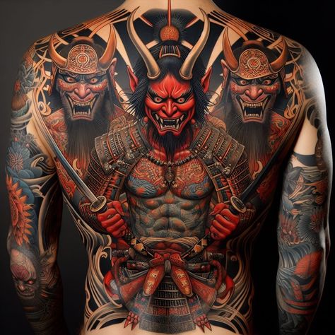 Tattoo Ideas For Men Full Back, Back Peice Ideas Tattoo, Samurai Back Tattoo, Japanese Leg Tattoo, Feminine Shoulder Tattoos, Backpiece Tattoo, Samurai Tattoo Design, Back Piece Tattoo, Full Sleeve Tattoo Design