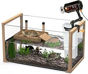 Okköbi Turtle Aquarium Kit - New - Aquatic Turtle Tank with Filter and Light + Turtle Basking Platform, Small Turtle Tank for Baby & Juvenile Turtle, Perfect Turtle Starter Kit for Kids Pet Turtle Tank, Small Turtle Tank, Aquatic Turtle Tank, Turtle Tank Ideas, Turtle Basking Platform, Turtle Aquarium, Small Turtle, Aquatic Turtles, Small Turtles