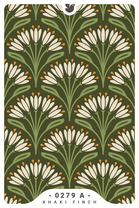 You can buy this design on wallpaper, fabrics, and a variety of homeware products. Retro Prints Wallpaper, Block Print Floral Pattern, Surface Print Design, Fern Pattern Design, Plant Pattern Design, Art Deco Floral Pattern, Botanical Pattern Design, Seamless Patterns Design, Funky Designs Pattern