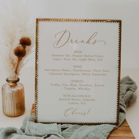 Wedding Drink Menu Sign, Summer Calligraphy, Romantic Drinks, Yellow Typography, Bachelorette Party Signs, Minimalist Wedding Reception, Wedding Reception Signage, Romantic Minimalist, Wedding Drink Menu