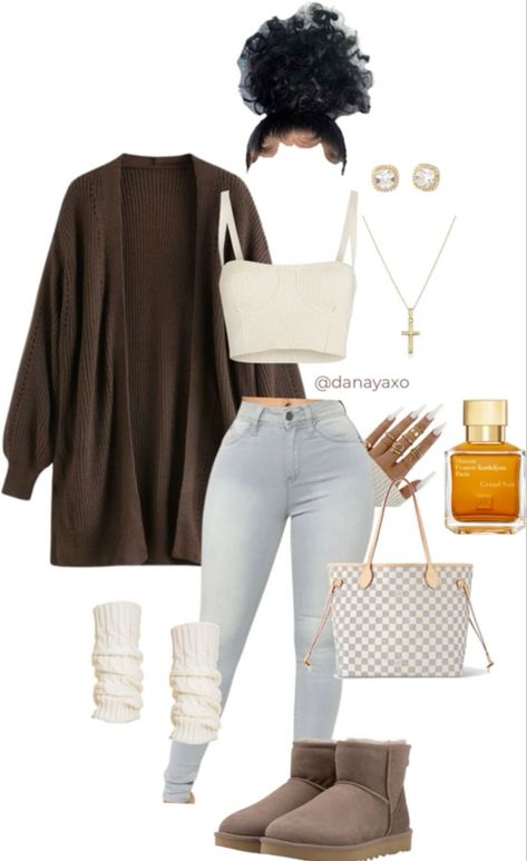 Cute Fall Outfits Baddies, Women Everyday Outfits Casual, Outfit Ideas With Ugg Boots, Outfit Ideas Skirt Long, Fall Outfits With Cardigans, Layered Tank Top Outfits, Fashion Nova Outfits Ideas, Knitted Cardigan Outfit, Long Sleeve Outfit Ideas