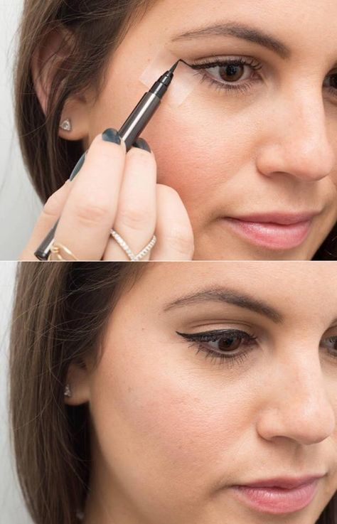 Eyeliner Easy Winged Eyeliner, Permanente Make-up, Winged Eyeliner Tutorial, Eyeliner Hacks, Tutorial Eyeliner, Simple Eyeliner, Eye Liner Tricks, Beauty Make-up, Makijaż Smokey Eye