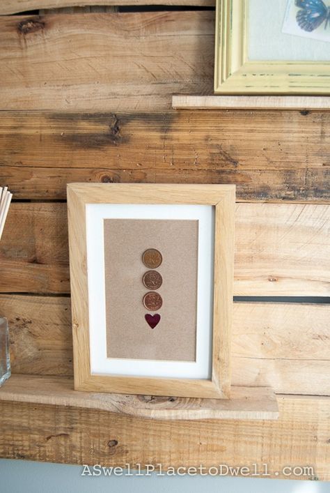 heart coins frame Penny Wall, Penny Art, Coin Frame, Crafting Corner, 7th Wedding Anniversary, Lucky 7, Diy Deco, Bird Houses Diy, 7th Anniversary