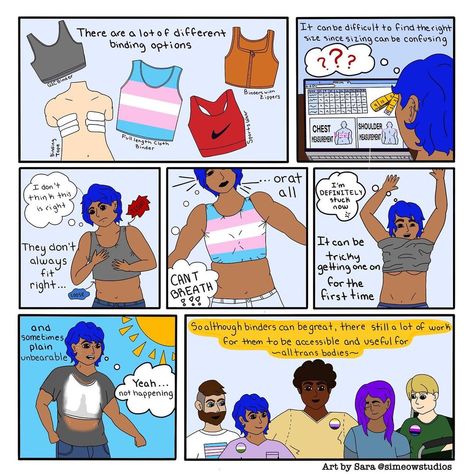 𝕊𝕚𝕞𝕠𝕖𝕨 𝕊𝕥𝕦𝕕𝕚𝕠𝕤 on Instagram: “This comic “Binding Binders” is based off of research I conducted with Tampa’s transgender and gender non-confirming community. The purpose…” Diy Binder Trans, Diy Binder, Strict Parents, Gender Norms, Binders, Tampa, Binding, Parenting, Comics