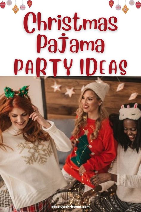 Christmas Pajama Party Ideas, Christmas Pajamas Couples, Pajama Party Ideas, Creative Ugly Christmas Sweater, Matching Christmas Pajamas Couples, Pajama Party Games, Hosting Christmas Party, Kitty Party Themes, Fun Christmas Party Ideas