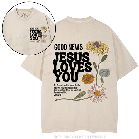 Christian Graphic Tees, Jesus Clothes, T Shirt Sale, Christian Fashion, Christian Designs, For God So Loved The World, Jesus Shirts, Christian Clothing, Christian Faith