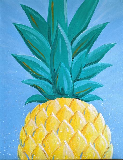 Easy Pineapple Painting, Pineapple Painting Acrylics, Fall Pumpkins Painting, Pineapple Painting, Video Painting, Cute Easy Paintings, Pumpkin Canvas, Tabletop Easel, Apple Painting