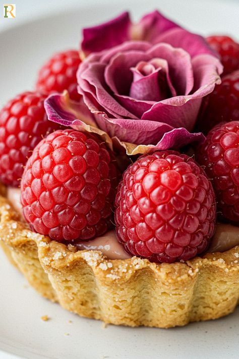 These raspberry rose tartlets are delicate, fruity, and just the right amount of sweet. Perfect for tea time or a fancy treat! Raspberry Rose, Food Group, Group Meals, Us Foods, Bon Appetit, Tea Time, Delicious Desserts, Raspberry, Dessert