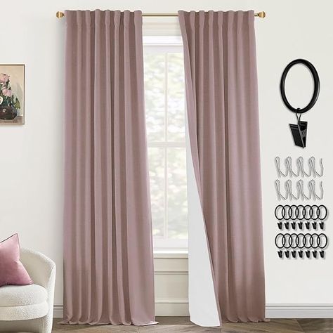 Amazon.com: PANELSBURG Blackout Curtains for Bedroom 2 Panel Sets,Dusty Rose Linen Textured Back Tab Pleated Boho Curtains for Nursery Living Room,84 Inch Length,Mauve : Home & Kitchen Dusty Rose Curtains, Curtains For Girls Room, Mauve Curtains, Curtains For Nursery, Girls Room Curtains, Teen Girls Room, Pink Blackout Curtains, Rose Curtains, Women Bedroom