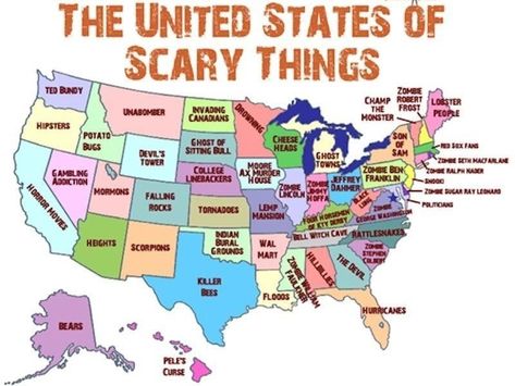 Scary Funny Maps, Colorado Map, Sitting Bull, Devils Tower, Scary Things, Red Socks Fan, Ted Bundy, State Map, Us Map