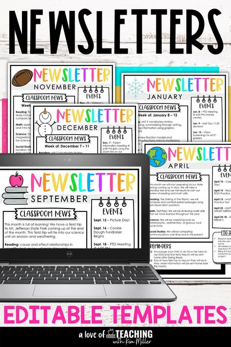 Use these SIMPLE no fuss editable classroom newsletter templates to communicate clearly and effectively with your students' families! Perfect for grades PreK-5th. You can edit these for weekly, biweekly, or monthly classroom communication. Easy to use all year long! #classroomnewsletters#classroomcommunication Weekly Parent Newsletter Templates, Weekly Update Template, Preschool Monthly Newsletter, Nursery Curriculum, Class Newsletter Template, Choir Classroom, Classroom Communication, Fall Classroom Activities, Preschool Organization