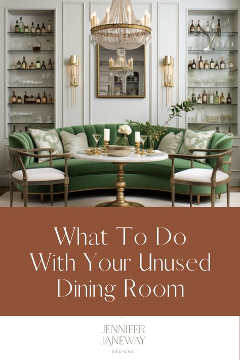 Are you tired of walking past your unused dining room, feeling like it's a wasted space in your home? We strongly believe that your home should suit your families' lifestyle, hobbies, and interests! If a formal dining isn't useful for your family, it might be time to reimagine and repurpose this room into something that better suits your needs. In this blog post, we'll explore seven creative ideas from family game rooms to cozy libraries! Discover how to breathe new life into your home by giving your dining room a fresh and purposeful makeover. Dining Room Colonial Modern, Sitting Room With Dining Table, Gorgeous Dining Rooms, Dining Room With Sitting Area Layout, Turning Dining Room Into Sitting Room, 1920 Dining Room, Repurpose Dining Room Space, Dining Room Into Sitting Room, Unused Dining Room Ideas