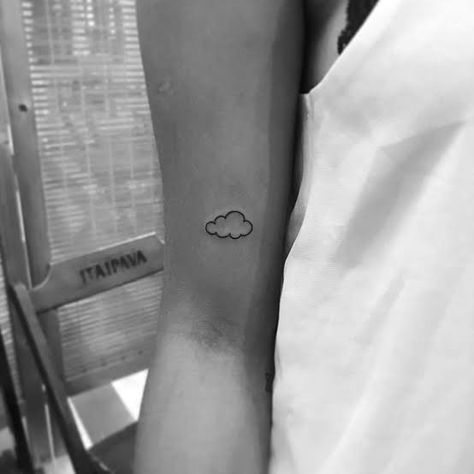 Cloud Wrist Tattoo, Cloud Tattoo Minimalist, Minimalist Cloud Tattoo, Thunderstorm Tattoo, Cloud Tattoo Design, Small Clouds, Inner Forearm, Cloud Tattoo, Cowgirl Art